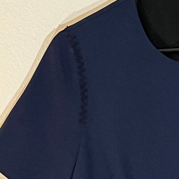 Kobi Halperin Cheyenne Jewel Neck A-Line Short‎ Sleeve Dress Navy Blue Medium - Picture 4 of 10